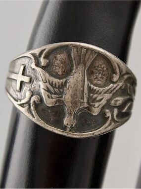 Vintage Sterling Silver Descending Dove Holy Spirit Ring Size 6.5 Christian